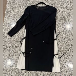 Escada Davya Color block Side Tie Panel Long Sleeve Shift Sheath Dress size 38